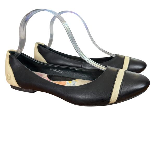 Born Devorah Womens Black Ivory Leather Slip On Ballet Flats Loafers Shoes sz 8 - Picture 1 of 16